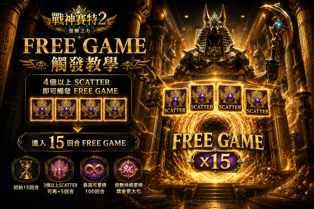 戰神賽特2 FREE GAME SCATTER觸發教學