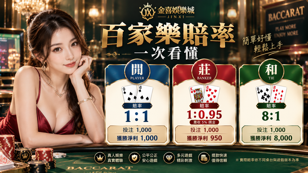 百家樂賠率對照表